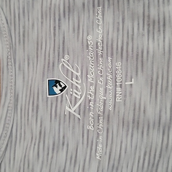 Kuhl Aspira Tank Top Racer Back Pleated Gray White Stripe Large style 8379 - Picture 3 of 10